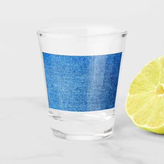 Blue Denim Texture Schnapsglas (Vorderseite)