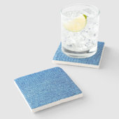 Blue Denim Texture Steinuntersetzer (Seitenansicht)