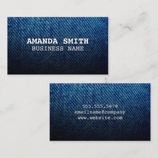 Blue Denim Texture Visitenkarte (Vorne/Hinten)