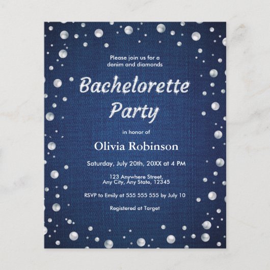Blue Denim und Diamonds Junggeselinnen-Abschied la (Vorderseite)