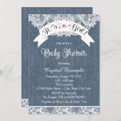 Blue Denim und Lace Baby Dusche Einladung (Vorne/Hinten)