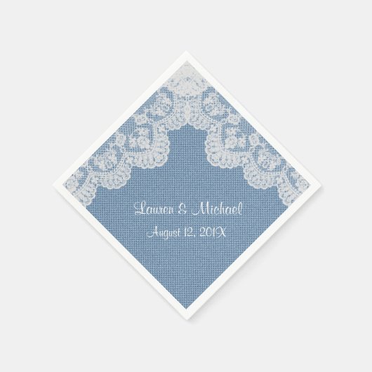 Blue Denim und Lace Wedding Serviette (Ecke)