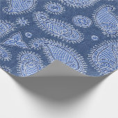 Blue Denim und Paisley Design Geschenkpapier (Ecke)