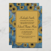 Blue Denim Yellow Floral Uni Trunk Party Einladung (Vorne/Hinten)