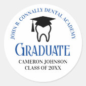 Blue Dental School Custom Dentist Graduation Party Runder Aufkleber (Vorderseite)