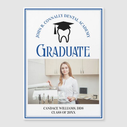 Blue Dental School Foto Custom Abschluss Magnet (Vorderseite)