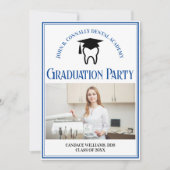 Blue Dental School Foto Custom Graduation Party Einladung (Vorderseite)