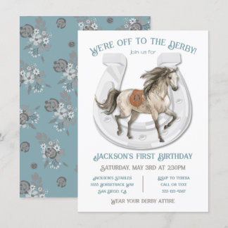 Blue Derby Horse Racing Geburtstagsparty Einladung