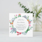 Blue Desert Cactus Blume Wreath Brautparty Einladung (Stehend Vorderseite)