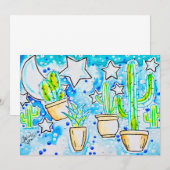"Blue Desert" Kaktus Einladung (Vorne/Hinten)