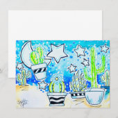 "Blue Desert" Kaktus Mitteilungskarte (Vorne/Hinten)