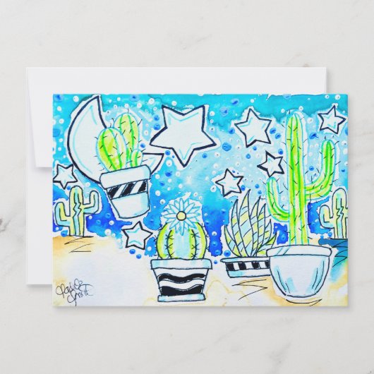 "Blue Desert" Kaktus Mitteilungskarte (Vorderseite)