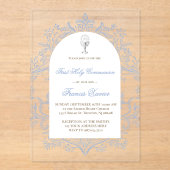 blue design First Holy Communion Acryleinladungen (Vorderseite)