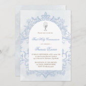  blue design First Holy Communion Einladung (Vorne/Hinten)