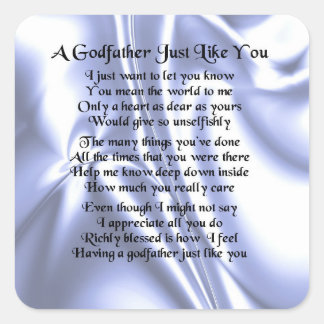 Blue Design GodVater Gedicht Quadratischer Aufkleber