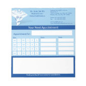 Blue Design White 3D Caduceus Medical Termin Notizblock (Vorderseite)