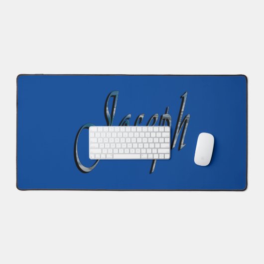 Blue Designed Joseph Name, Desk Mat Schreibtischunterlage (Tastatur & Maus)