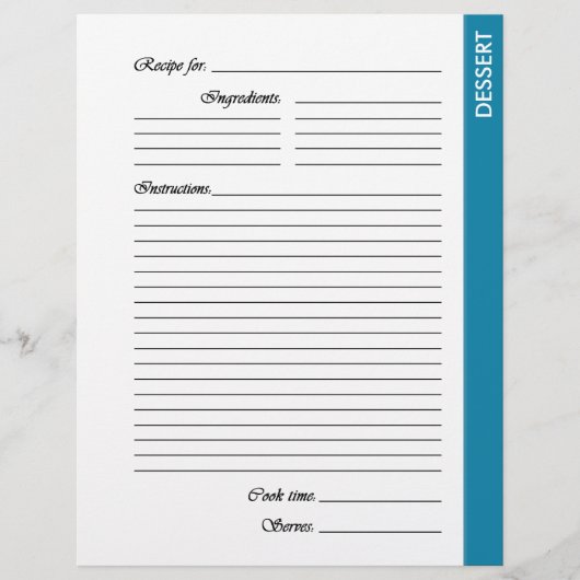 Blue DESSERT 2-seitige Rezeptorseiten (Vorderseite)