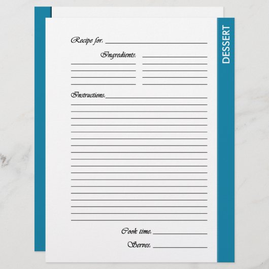 Blue DESSERT 2-seitige Rezeptorseiten (Vorne/Hinten)