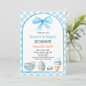 Blue Desserts and Diapers Baby shower Invitation Einladung (Stehend Vorderseite)
