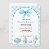 Blue Desserts and Diapers Baby shower Invitation Einladung (Vorne/Hinten)
