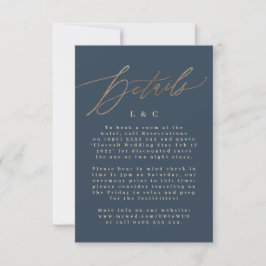 Blue Details Unterkunft Gold Wedding RSVP Karte