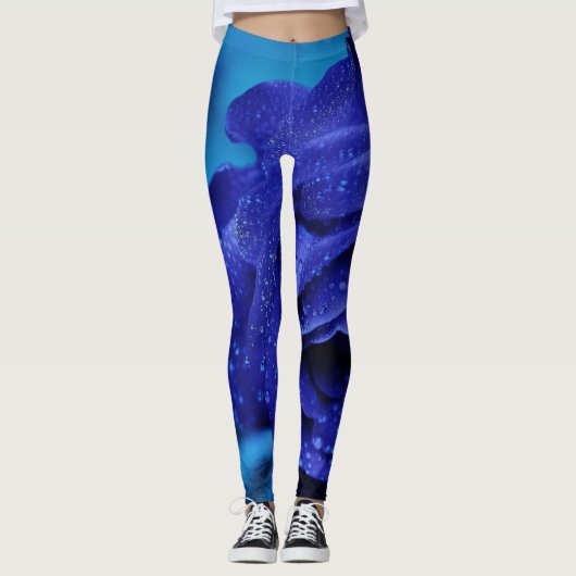 Blue Dewdrop-Rose Leggings (Vorderseite)