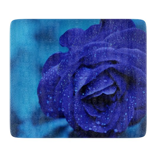 Blue Dewdrop-Rose Schneidebrett (Vorderseite)