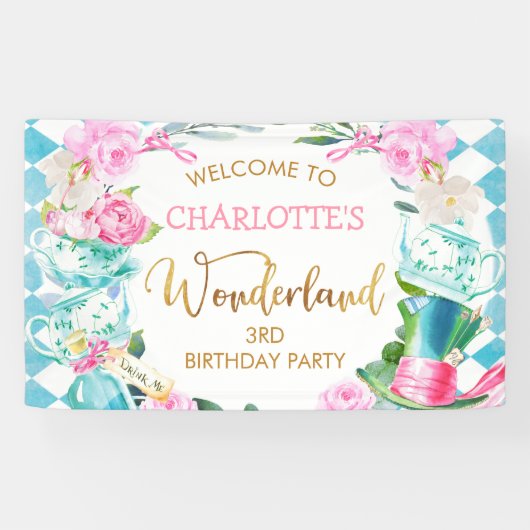 Blue Diamond Alice im Wunderland Geburtstag  Banner (Horizontal)