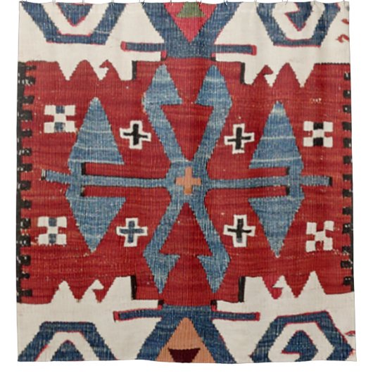 Blue Diamond Arrow Konya II 19. Jahrhundert Authen Duschvorhang (Vorderseite)