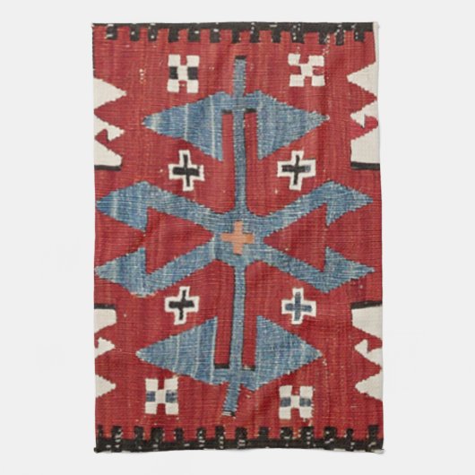 Blue Diamond Arrow Konya II 19. Jahrhundert Authen Geschirrtuch (Vertikal)