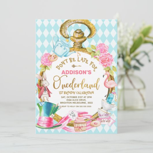 Blue Diamond beobachtet Alice in Onederland zum Ge Einladung (Stehend Vorderseite)