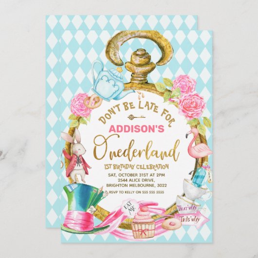 Blue Diamond beobachtet Alice in Onederland zum Ge Einladung (Vorne/Hinten)