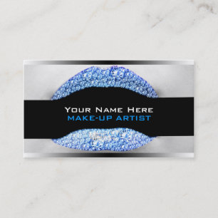 Blue Diamond Bling Make-up Artist Business Cards Visitenkarte