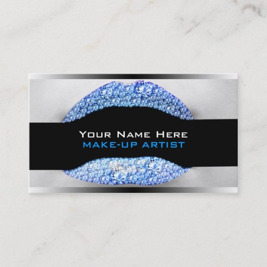Blue Diamond Bling Make-up Artist Business Cards Visitenkarte (Vorderseite)