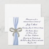 Blue Diamond Bow Hochzeitsessen Probe einladen Einladung (Vorne/Hinten)