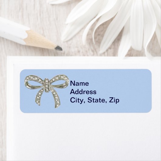 Blue Diamond Bow Wedding Address Labels (Insitu)