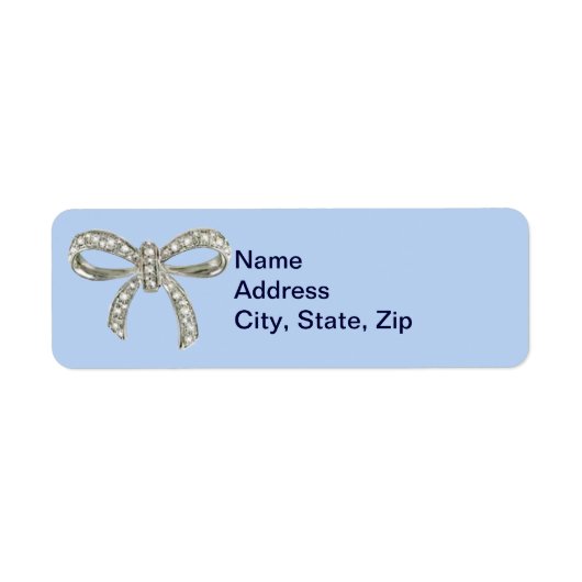 Blue Diamond Bow Wedding Address Labels (Vorne)