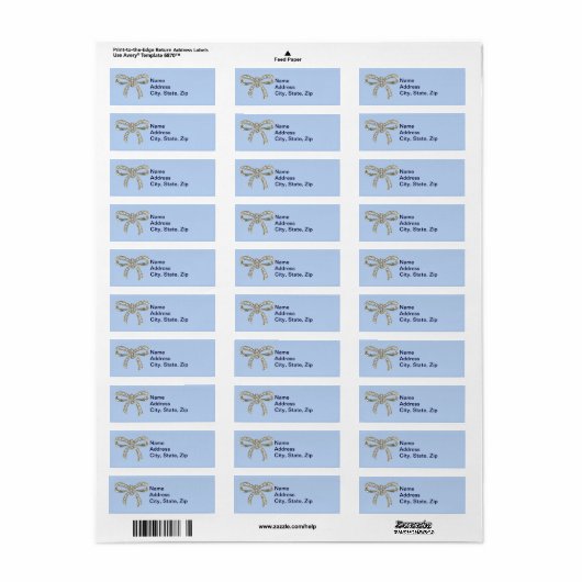Blue Diamond Bow Wedding Address Labels (Vorne)