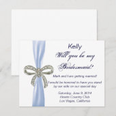 Blue Diamond Bow Wedding Bridesmaid Card Einladung (Vorne/Hinten)
