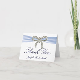 Blue Diamond Bow Wedding Dankeschön Card Dankeskarte