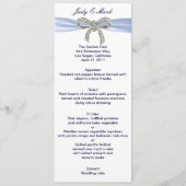 Blue Diamond Bow Wedding Menu Card Menükarte (Vorderseite)