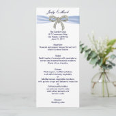 Blue Diamond Bow Wedding Menu Card Menükarte (Stehend Vorderseite)
