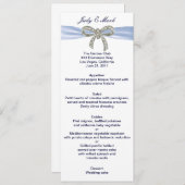 Blue Diamond Bow Wedding Menu Card Menükarte (Vorne/Hinten)