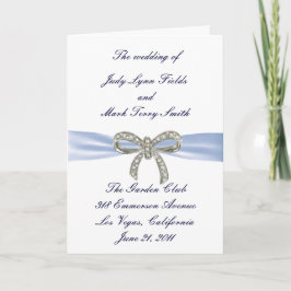 Blue Diamond Bow Wedding Program Card Programm