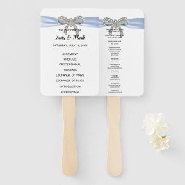 Blue Diamond Bow Wedding Program Fächer