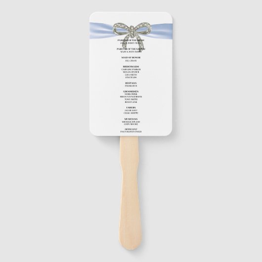 Blue Diamond Bow Wedding Program Fächer (Rückseite)