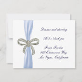 Blue Diamond Bow Wedding Reception Card Einladung (Vorderseite)
