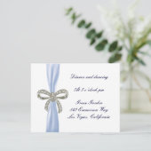 Blue Diamond Bow Wedding Reception Card Einladung (Stehend Vorderseite)