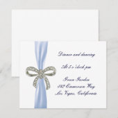 Blue Diamond Bow Wedding Reception Card Einladung (Vorne/Hinten)